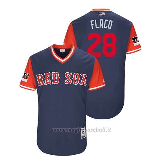 Maglia Baseball Uomo Boston Rosso Sox J.d. Martinez 2018 Llws Players Weekend Flaco Blu